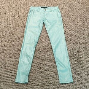 Celebrity Pink Ladies/Teens Shiny Mint Green Jean Type Pants. Size 5